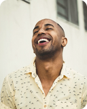 man with dentures smiling