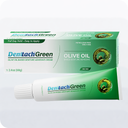 Dentitach Green olive oil-based denture adhesive cream packaging on a white background