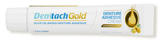 Image for a tube of Denttach Gold denture adhesive cream